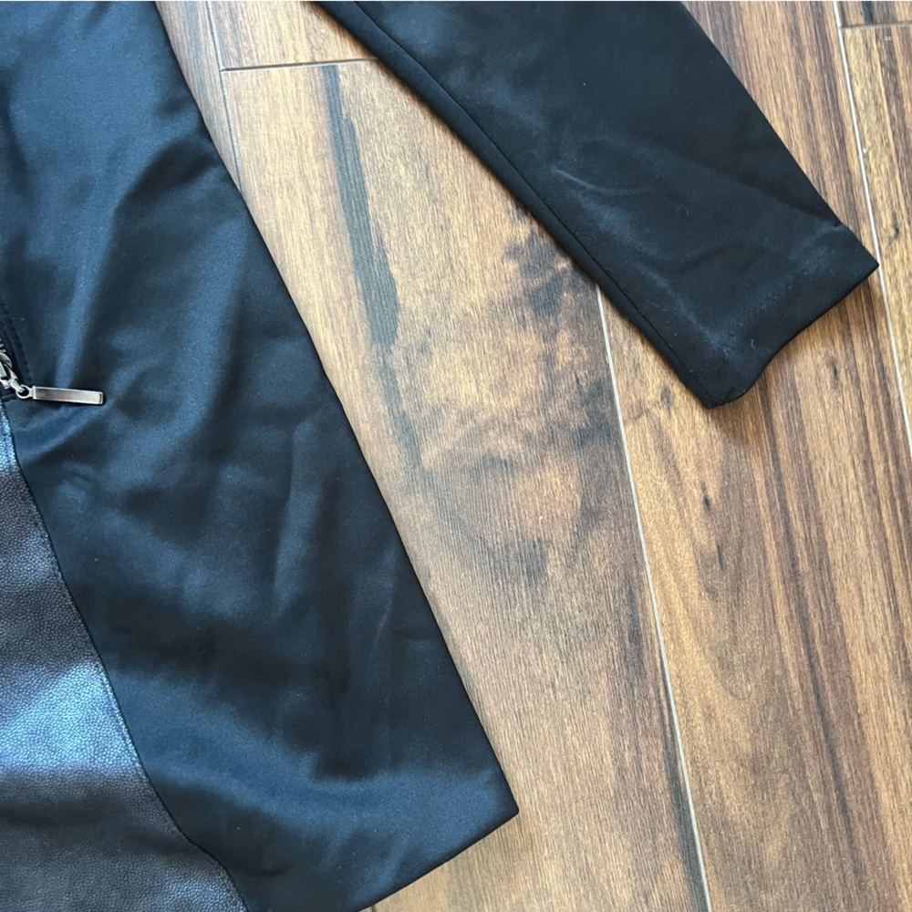 Melanie Lyne Black Faux Leather Panel Zip Front Jacket Size 6 - Picture 7 of 7